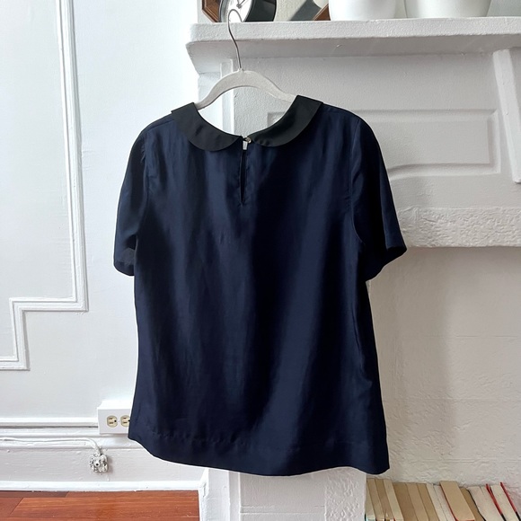 Merona Navy Blue/Black Peter Pan Collar Short-Sleeved Blouse - Picture 5 of 6